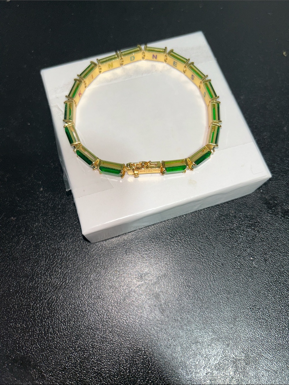 Kurt Geiger Green Stone Tennis Bracelet - Picture 3 of 5